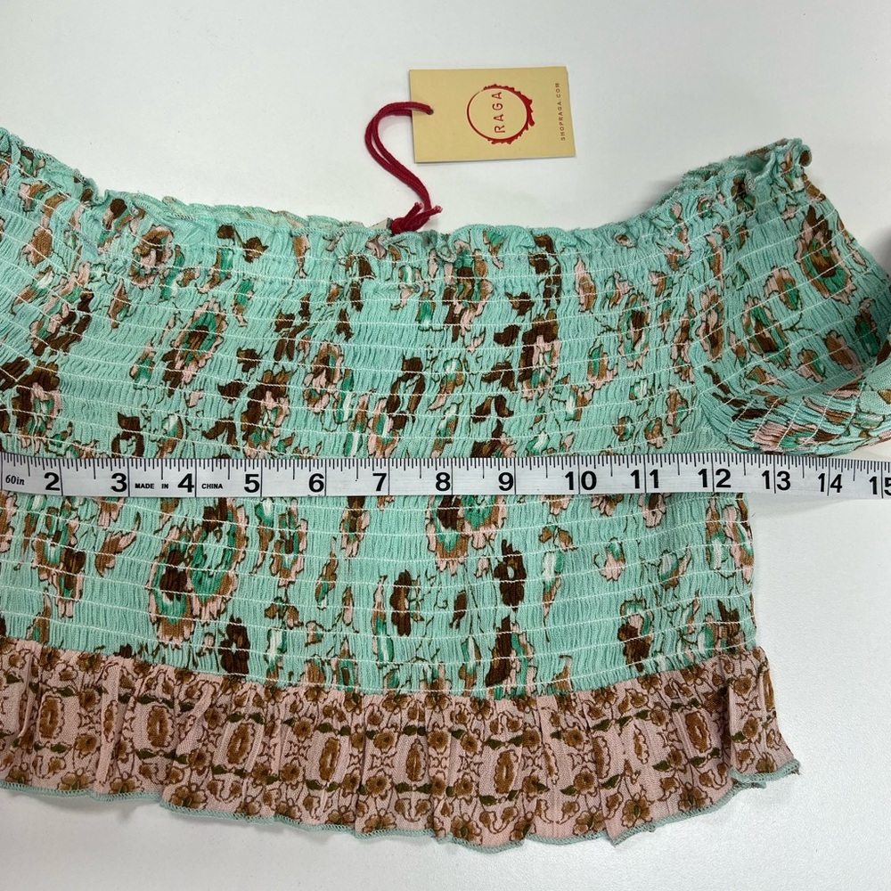 Anthropologie RAGA Shirred Bell Sleeve Crop Top New With Tags Size Small - Picture 9 of 13